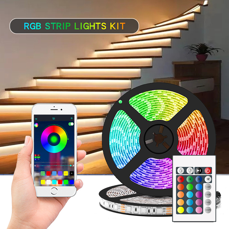DC12V 16.4/5M 5050RGB APP Bluetooth Atmosphere Music LED Light Strip Kit, 30LEDs/M, Flexibla Color Changing With Remote Controller LED Light Strip DC12V 16.4/5M 5050RGB APP Bluetooth Atmosphere Music LED Light Strip Kit, 30LEDs/M, Flexibla Color Changing With Remote Controller LED Light Strip